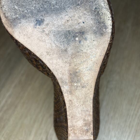 Veronica Beard Women’s 9 Sandals Dali Raffia Leather Wedge Brown Shoes Open Toe - Picture 8 of 9